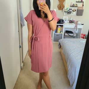 Slight dusty rose pink wrap dress